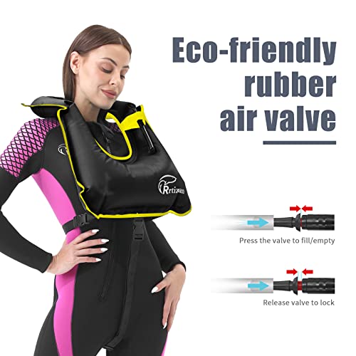 Rrtizan Snorkel Vest, Adults Portable Inflatable Swim Vest Jackets for Snorkeling Swimming Diving Safety(Back)