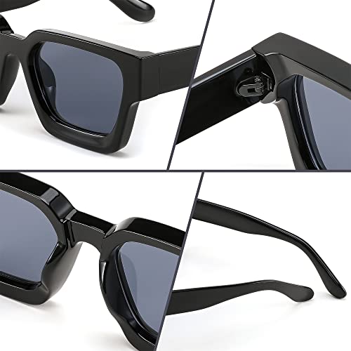 FEISEDY Retro 90s Square Sunglasses for Women Men Trendy Chunky Rectangle Sunglasses UV400 Protection B2385