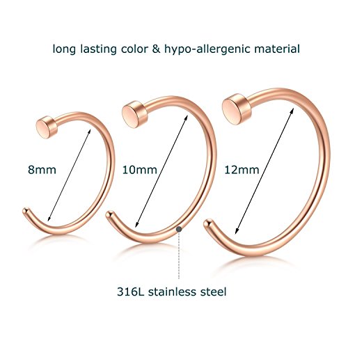 D.Bella Gold Nose Hoop, 18G Gold Nose Ring Clear Nose Studs Body Jewelry Piercing Nose Ring Hoop