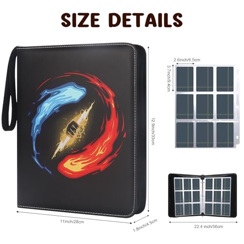 Card Binder 900 Pockets, HYMENEX Trading Card Binder 9-Pocket Sports Card Binder Fits 900 Cards with 50 Removable Sleeves for Boys and Girls Organized