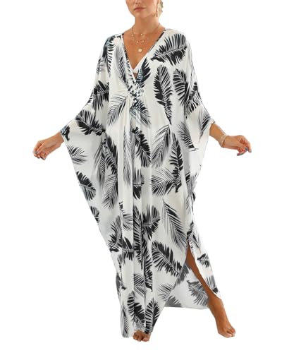 sunforyou Kaftan Dresses for Women Orange Floral 70s Dress for Women Caftans Plus size V-neck Batwing Sleeve Loungewear 8693-14