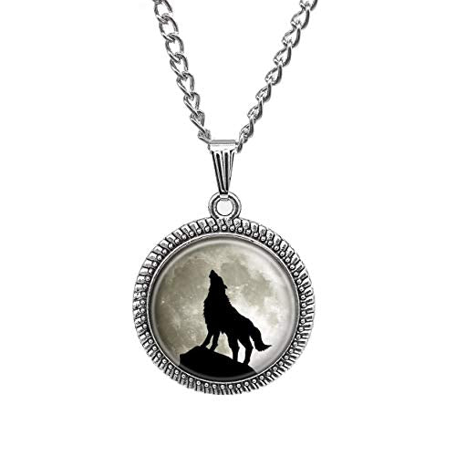 Full Moon Wolf Necklace Personalized Jewelry Art Wolf Pendant Necklace Teen Wolf Merchandise