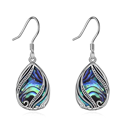 Abalone Earrings for Women 925 Sterling Silver Dangle Drop Abalone Earrings Filigree Bohemian Earrings Jewelry Gift (01-Filigree Bohemian Earrings)