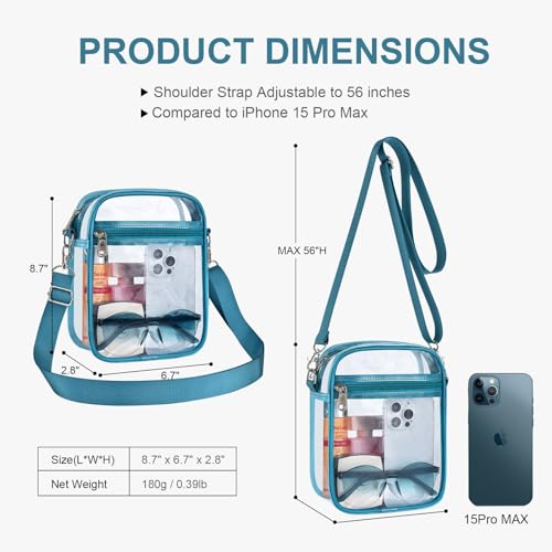 USPECLARE Clear Purse Stadium Clear Messenger Bag Stadium Approved for Men and Women Clear CrossBody Bag