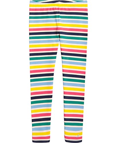 Nautica Girls' Leggings, Full Length Pull-On Stretch Pants with Elastic Waistband & Logo Detail, Peacoat Stripe, 16