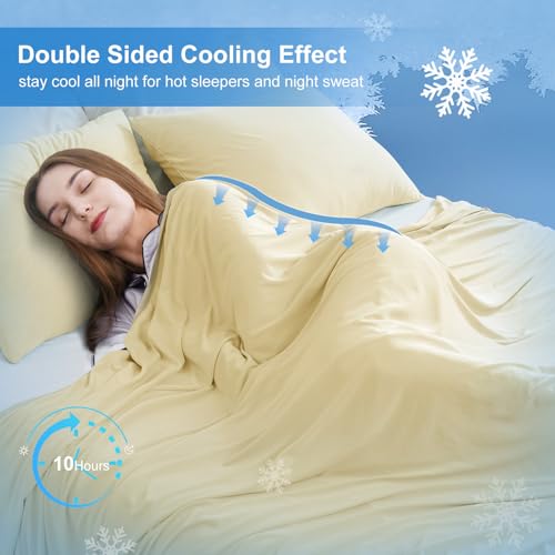 PHF Double Cooling Blanket for Hot Sleepers Twin Size, Arc-Chill Q-Max>0.5 with Double Cooling, Summer Blanket Absorbs Heat to Keep Cool All Night for Night Sweats (Alabaster Gleam, 60''x80'')