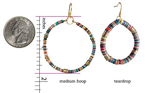 SPUNKYsoul Handmade Bohemian Multi-Colored Sequin Hoop Gold Earrings (SMALL DISC)