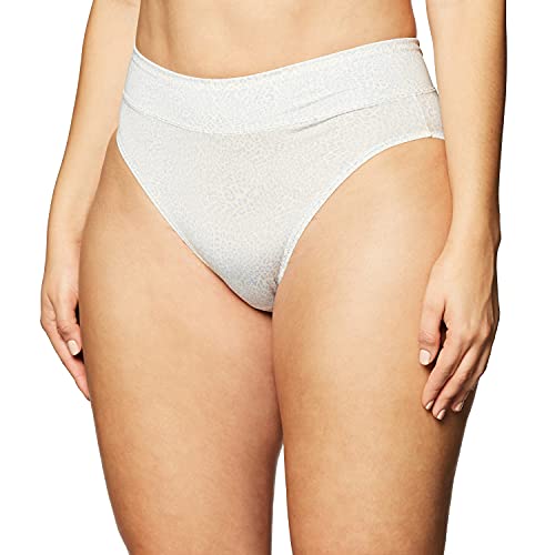 Warner's Women's No Pinching No Problems Hi-Cut Brief Panty, Black/White Pindot, 7 (Large)