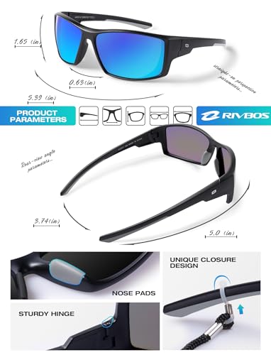 RIVBOS Polarized Sports Sunglasses Driving Glasses Shades for Men Women Tortoiseshell Frame for Cycling Baseball RBS861 (RBS861 Tortoiseshell grey lens)
