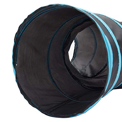 Tempcore Pet Cat Tunnel Tube Cat Toys 3 Way Collapsible, Cat Tunnels for Indoor Cats，Kitty Tunnel Bored Cat Pet Toys Peek Hole Toy Ball Cat, Puppy, Kitty, Kitten, Rabbit Black