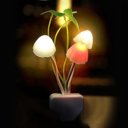 Tuelaly Cute Night Light, 1PC US EU Plug Adapter LED Night Lamp Discolor Light Sense Control Mushroom Lamp