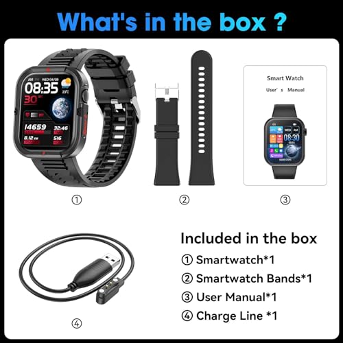 Smart Watch for Men Women 𝟐𝟎𝟐𝟒 𝐔𝐩𝐠𝐫𝐚𝐝𝐞𝐝 Bluetooth Call 1.85"Fitness Tracker Smartwatch for iOS Andriod Phones with Step/Heart Rate/Sleep Monitor,Complimentary Sporty Watch Case and Band