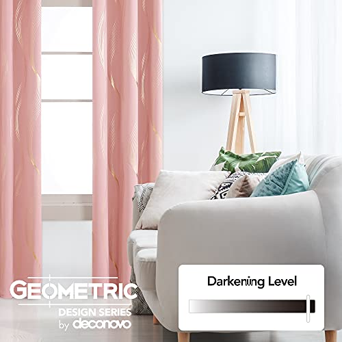 Deconovo 100% Blackout Curtains for Bedroom, Thermal Insulated Energy Saving and Sustainable Window Drapes with Grommets, Orange, 42Wx63L Inch