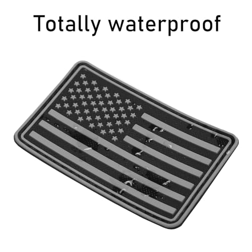 4 Pieces US American Flag Patch PVC Rubber Hook & Loop Fastener Patches Tactical Morale Patch (Black + Grey)