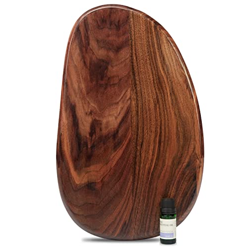 MAGIGO 15 x 9 Inches Cobblestone Shape Black Walnut Wood Candle Holder Tray, Coffee Table Island Centerpiece, Jewelry Showcase, Decorative Wooden Tray