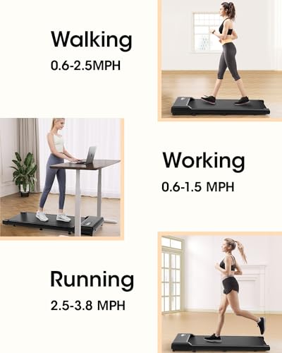 THAILE Walking Pad, Under Desk Treadmill 300+ lbs Capacity, 3 in 1 Portable Treadmill for Home, Office with LED Display, 2.5 HP Mini Treadmill for Small Spaces Black