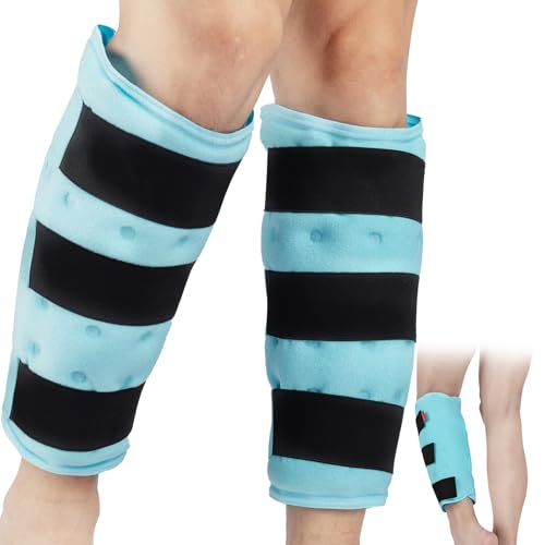 Comfytemp Extra Large Ice Packs for Injuries Reusable Gel 2 Pack, XL Calf Shin Splint Knee Leg Ice Pack Full Wrap, FSA HSA Eligible, Physical Therapy Hot Cold Compression Sleeve for Swelling Arthritis