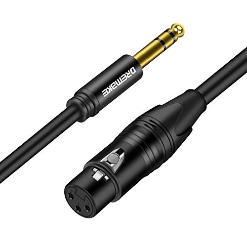 DREMAKE TRS 1/4 Inch 6.35mm/6.5mm to XLR Female Balanced Interconnect Audio Cable, 3Pin XLR to Quarter Inch Mic Cable for Microphone, Mixer, Guitar, AMP, Speakers - Black/3FT