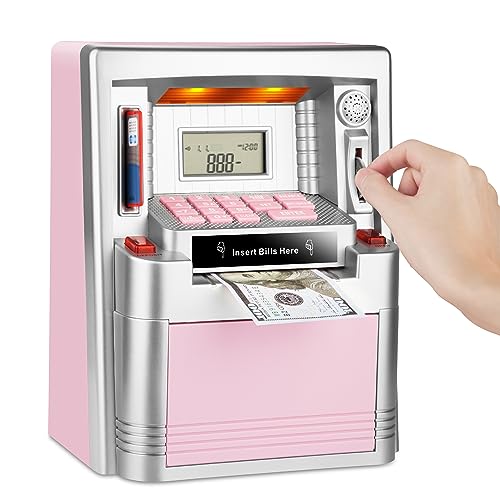 Piggy Bank for Kids, Cash Coin Can Safe Bank Electronic Coin Money Bank Gifts Toy ATM Bank, Kids Safe, Hot Gift for Kids Boys…