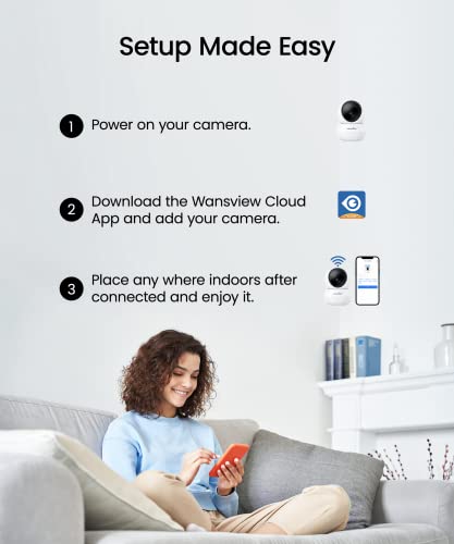 wansview Cameras for Home Security- 2K Indoor Camera, Motion Detection, Cat/Dog/Baby Camera with Pan Tilt, SD Card & Cloud Storage, Works with Alexa