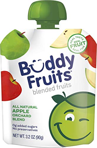 Buddy Fruits Snacks To Go Strawberry Unsweetened Applesauce 3.2oz Pouch (18pk) Gluten-Nut-Dairy-Preservatives-BPA Free, Non GMO, Kosher