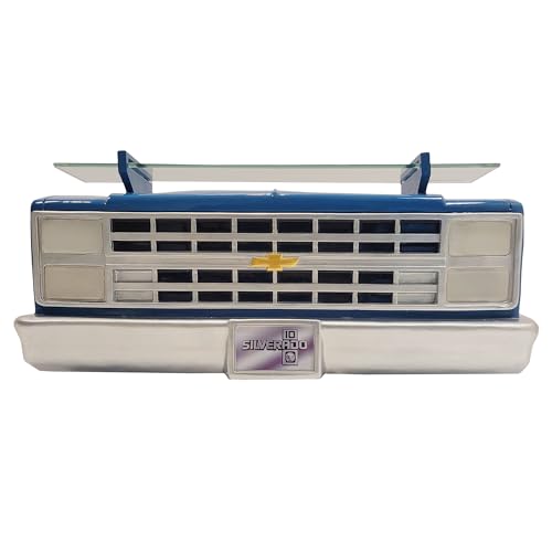 Sunbelt Gifts 1985 Chevrolet C10 Truck Wall Shelf, Skyline Blue, 19.30x5.70x8.10 inches, Tempered Glass, Battery Powered LED Headlights, Car Enthusiast Gift, Classic Truck Decor, Chevy Collector Item