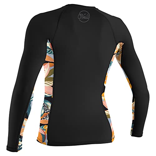 O'Neill Wetsuits Women's Standard Side Print Long Sleeve Rash Guard, Desert Bloom/Drift Blue, Small