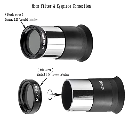 Starboosa 1.25 Inch Moon Filter Aluminum Frame Light Pollution Filter for Telescope Eyepieces