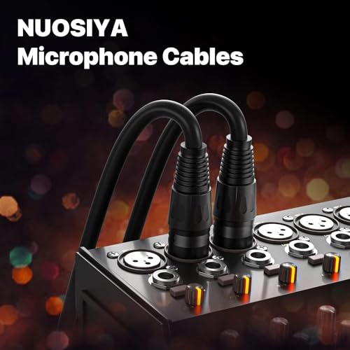 NUOSIYA XLR Cable 50 Ft 2 Packs,Microphone Cables,Premium Balanced Microphone Mic Speaker Cable with 3-Pin XLR Male to Female DMX Cable,Black