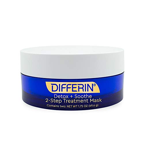 Differin Clay Face Mask, Detox and Soothe 2 Step Treatment Clay Mask by the makers of Differin Gel, Gentle Skin Care for Acne Prone Sensitive Skin, 1.75 oz