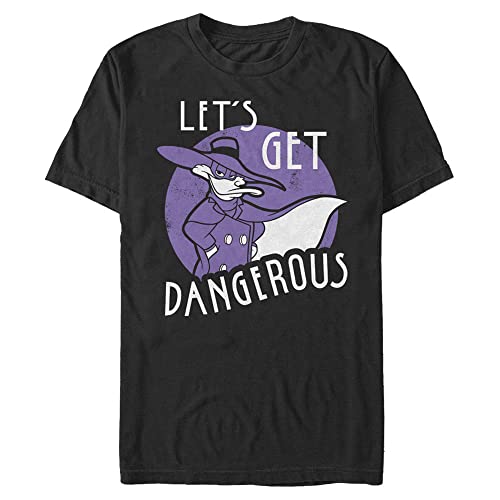 Disney Big Darkwing Duck Get Dangerous Men's Tops Short Sleeve Tee Shirt, Black, Large Tall