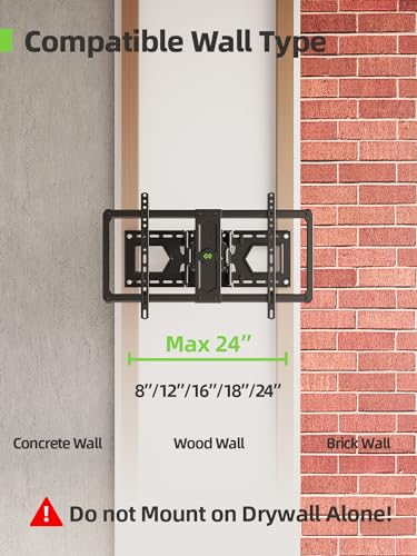 USX MOUNT Low Profile Full Motion TV Wall Mount for 37-90 Inch TV, Ultra Slim TV Mount with Swivel and Tilt, Wall Mount TV Bracket with Articulating Dual Arms, Fits 24inch Studs,Max VESA 600x400mm