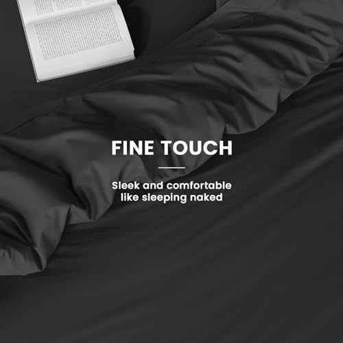 LBRO2M 1000 Thread Count 100% Egyptian Cotton Sheets Set,Full Size Bed Sheet 4 Piece Sets,Long Staple,16 Inches Deep Pocket,All Season,Bedding Super Soft Breathable,Sateen Weave (Black)