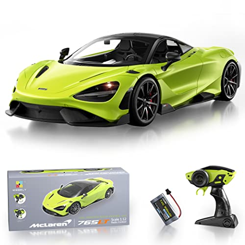 MIEBELY Remote Control Car, McLaren Rc Cars Officially Licensed 1/12 Scale 7.4V 900mAh Toy Car with 12km/h Fast Model Car Headlight for Adults Kids Boys Age 6-12 Year Birthday Ideas Gift Green