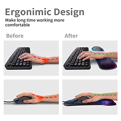 Ergonomic Mouse Pad Wrist Support & Keyboard Set Memory Foam Non-Slip Rubber Base Cute Mouse Mat Coaster Home,Computer,Office for Pain Relief and Easy Typing - Brick red