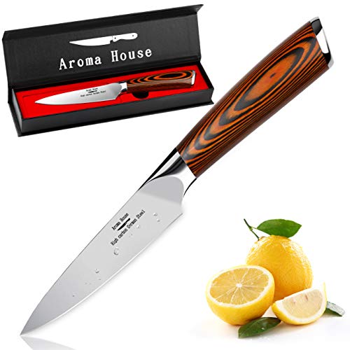 Aroma House Paring Knife 4 inch - Paring Knives Best Small Kitchen Knife Fruit Knife,German High Carbon Stainless Steel Ultra Sharp Peeling Knife with Ergonomic Handle