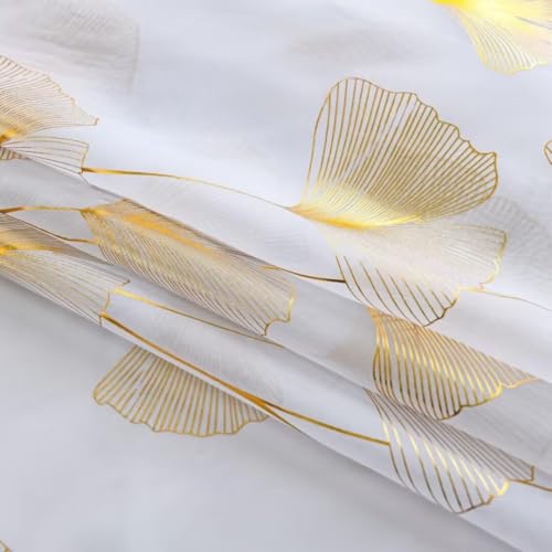 youleyar Silver Foil Print Voile Sheer Curtains,Wicker Grommet Top Window Drapes 63 Inches Long, Luxury Metallic Bronzing Treatment Panels for Home Window Decoration, 2 Panels