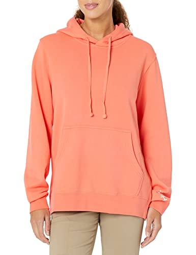 HUK Women's Standard Logo Ladies Performance Fishing Hoodie with Stretch, Hot Coral, X-Small