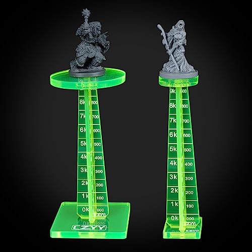 DND Flight Stand Set of 2, Fluorescent Acrylic Combat Tiers and Risers Flying Miniatures Height Platforms, Accessories & Tools for D&D, Warhammer & Tabletop RPGs (Fluorescent Green)