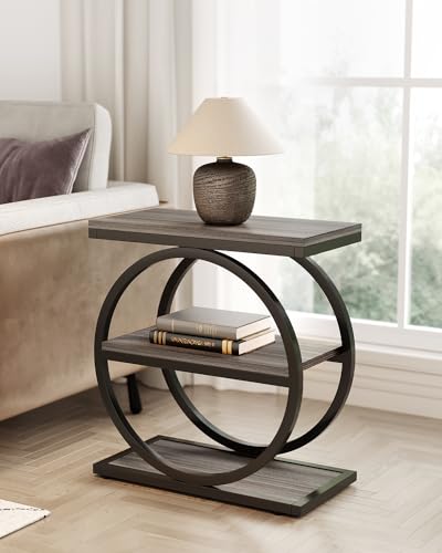LITTLE TREE End Table, 3-Tier Side Table, Slim Sofa Side Table for Liv