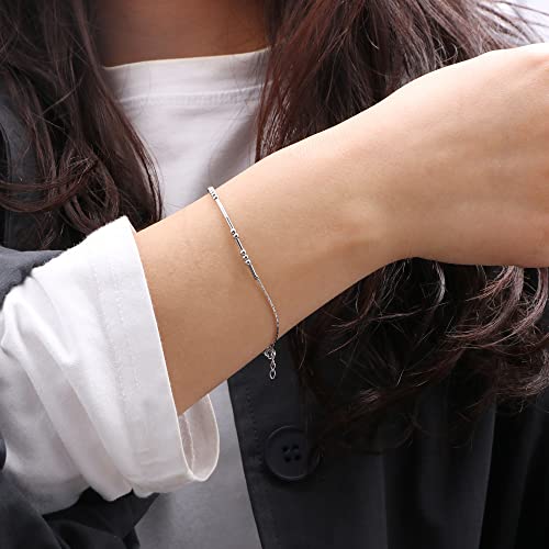 JoycuFF Aunt Friendship Morse Code Bracelets Inspirational Gifts For Best Friends Women Mother Daughter Aunt Sister Mothers Day Birthday Christmas Stianless Steel Jewelry Silver Bracelet