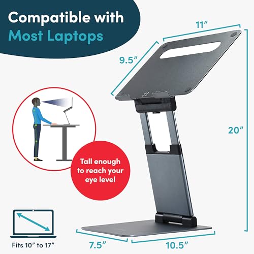 Ergonomic Laptop Stand For Desk, Adjustable Height Up To 20", Laptop Riser Portable Computer, Laptop Stands, Fits All MacBook, Laptops 10 15 17 Inches, Pulpit Laptop Holder Desk Stand