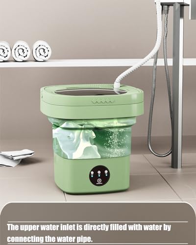 ZhuoMuNiao portable washing machine,mini washing machine，9Litre large capacity foldable washing machine,washing machine suitable for Travel, RV, Camping, Home or Apartments Laundry Used(Green new)…