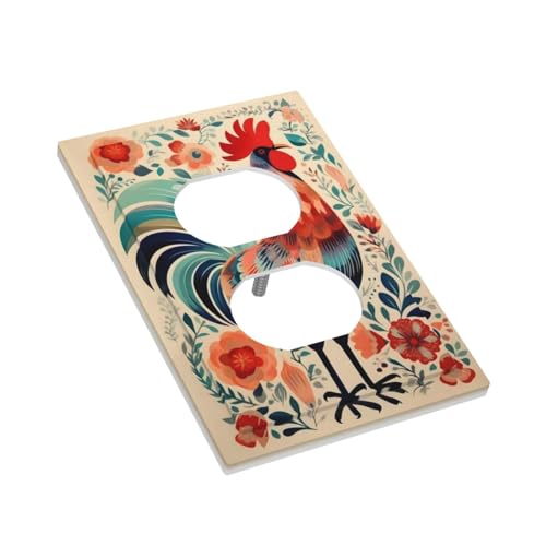 Rougui Decorative Light Switch Covers Nautical Seabirds Hoods Anchor Abstract Sun Quad Toggle 4 Gang Wall Plate Decorative Switchplate Electrical Faceplate For Farmhouse Bathroom Decor