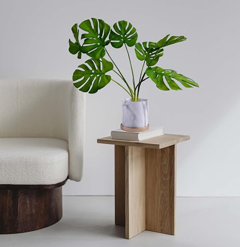 Mythlty 2 Artificial Tropical Monstera Plants Real Touch for Pot or in Vases Fake Plant with Stems and Roots Faux Greenery Wall Decor for Indoor Outdoor Home Office (Monstera)