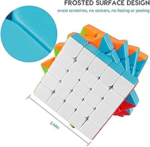 Coogam Qiyi 5x5 Speed Cube Stickerless Magic Puzzle Toy Gift for Kids and Adults Challenge (Qizheng S Version)
