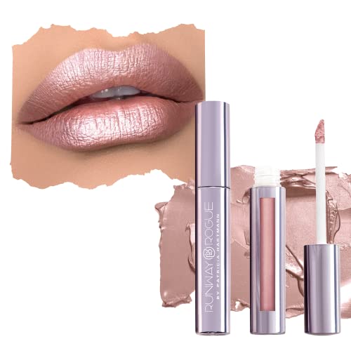 Runway Rogue Pearl Glam Long Wear Shimmer Liquid Lipstick, Nude/Pale-Pink Lipstick with Silver and Gold Shimmer, ‘Soft Box’