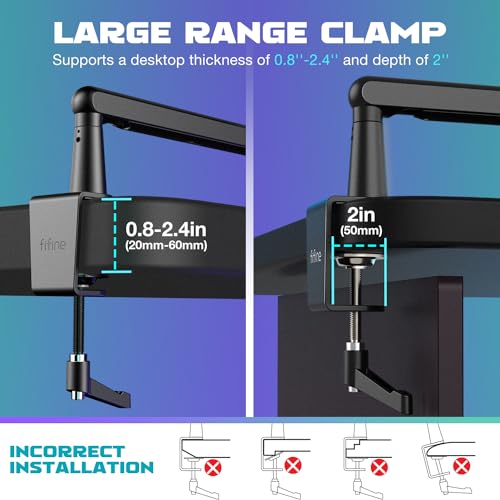 FIFINE Microphone Boom Arm, Low Profile Adjustable Stick Microphone Arm Stand with Desk Mount Clamp, Screw Adapter, Cable Management, for Podcast Streaming Gaming Studio-BM88