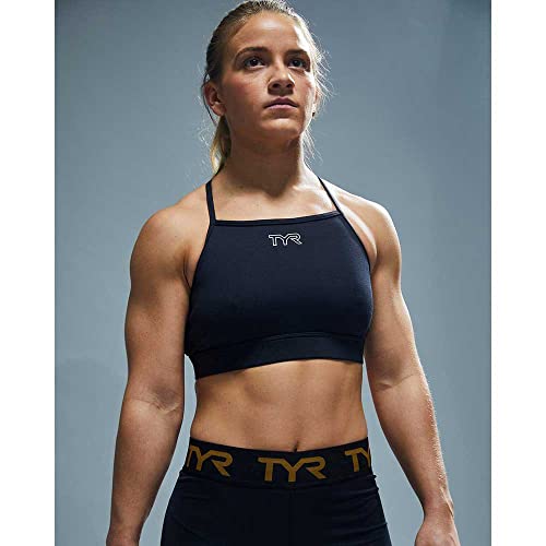 TYR Women's Standard High Neck Performance Sports Bra, Black, X-Small