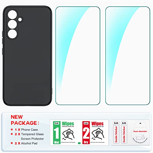 LeYi for Samsung Galaxy A54 5G Case: Samsung A54 Case with [2 Pack] Tempered Glass Screen Protector, Liquid Silicone Soft Microfiber Liner Cover Case for Samsung A54 5G, Black